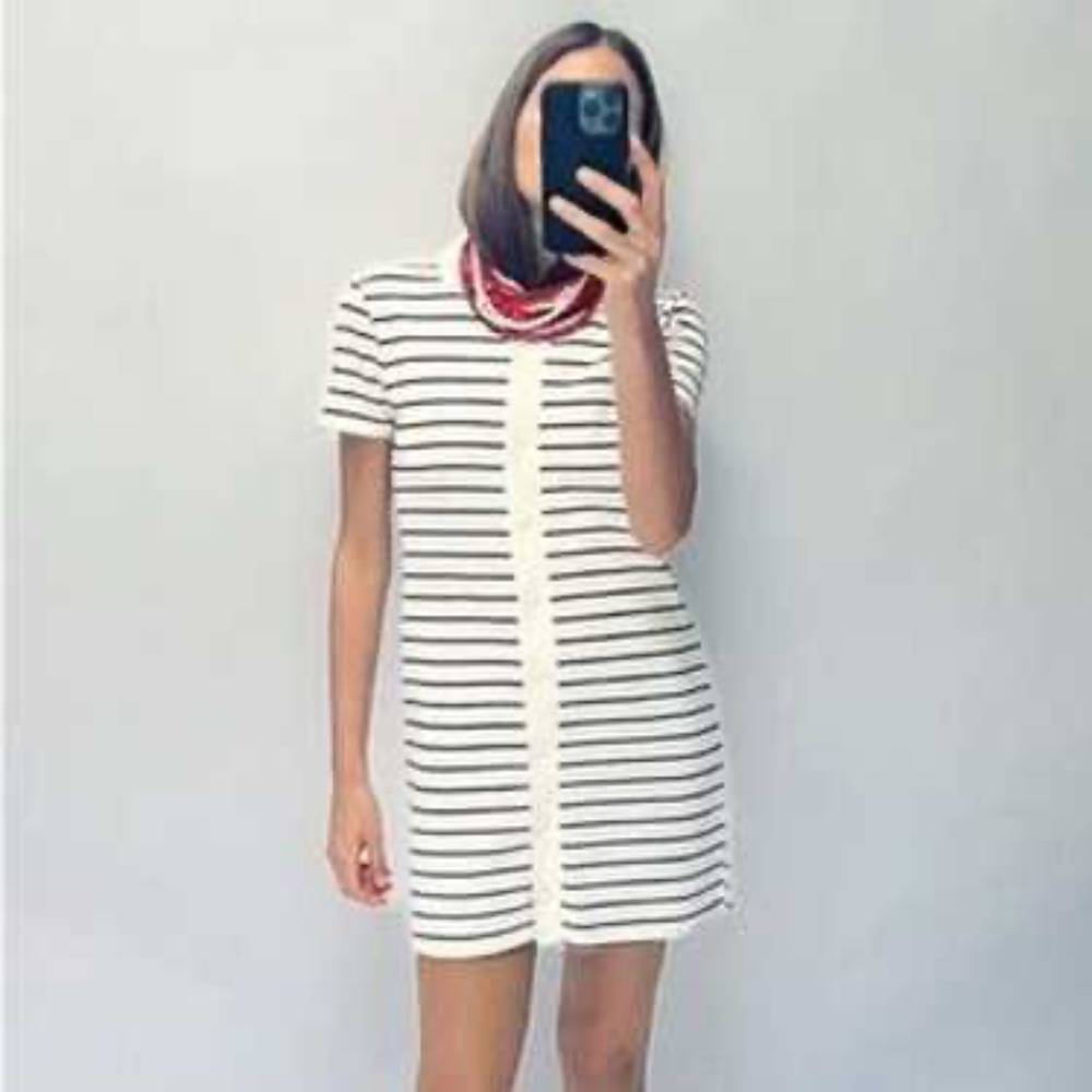 ZARA Knit Striped Polo Dress Button Down